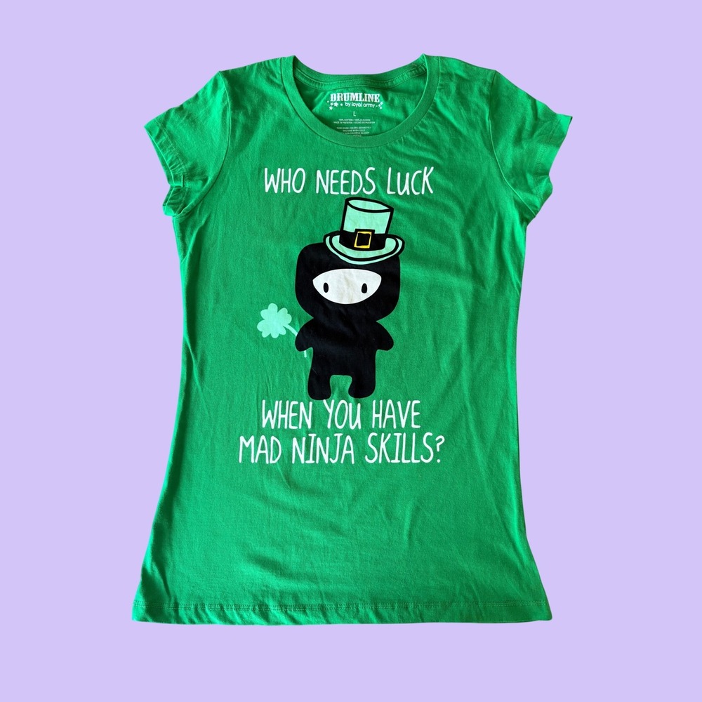 Y2K Drumline Green Ninja Skills Funny Graphic Tee Scene #17